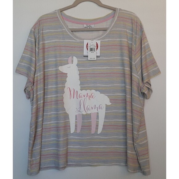 NWT Roudelain Size 2X Women's Mama Llama Striped T-Shirt - Picture 1 of 7